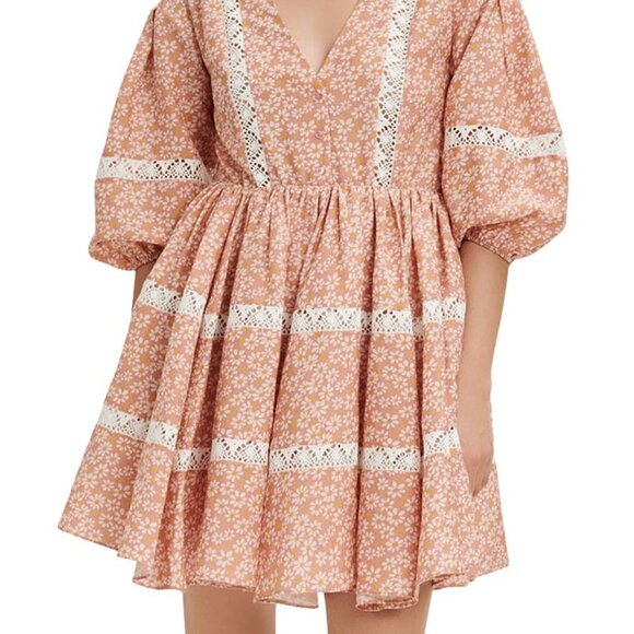 Maje Rayanik Floral Print Lace Trim Dress - Picture 3 of 5